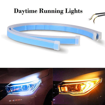 AUTOXBERT Car Headlight LED Strip Lights 2x 30cm Dual Color 12V Daytime Running Lights Flexible Waterproof Slim DRL Led Lights - Imported from UK